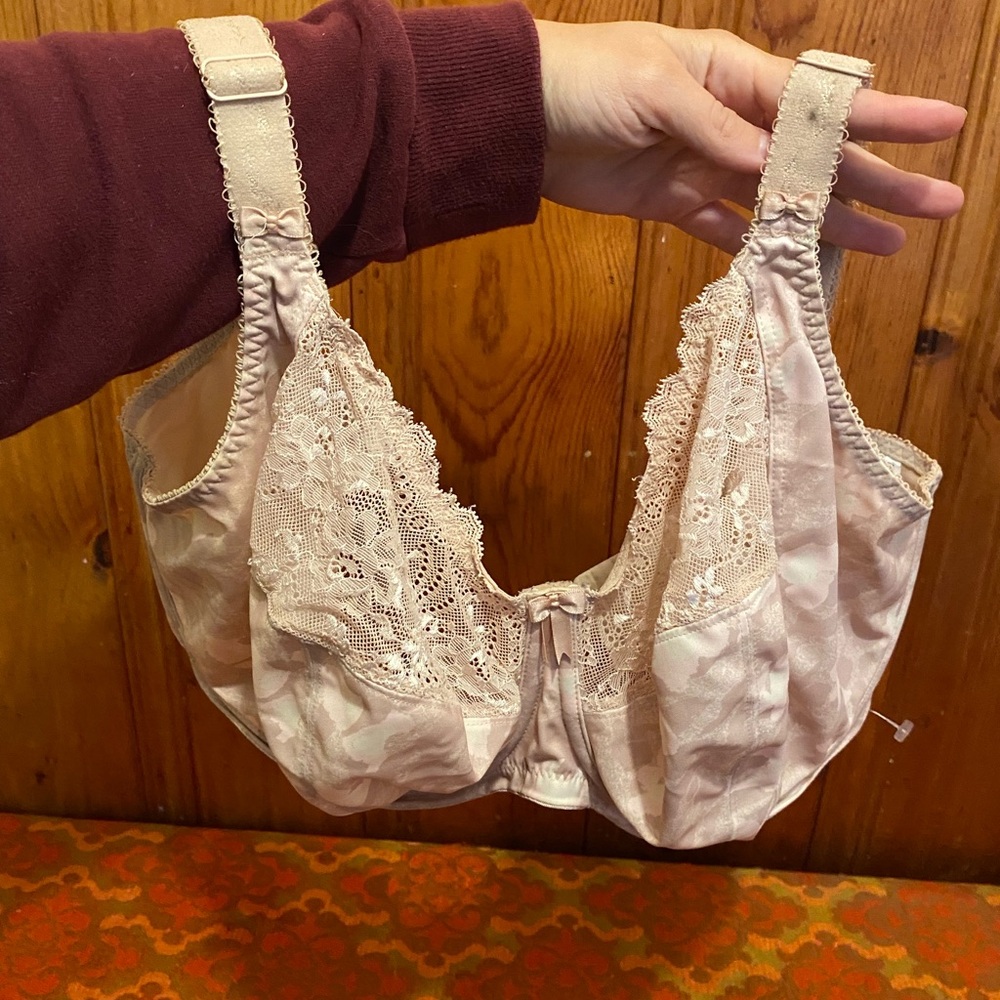 Elomi Underwire Bra nude Beige Lace Pale Pink Camo Demi Stretch TShirt Rare - Picture 7 of 11